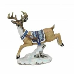 Roman 7.5" Joseph’s Studio Leaping Reindeer With Blue Harness Christmas Tabletop Figure
