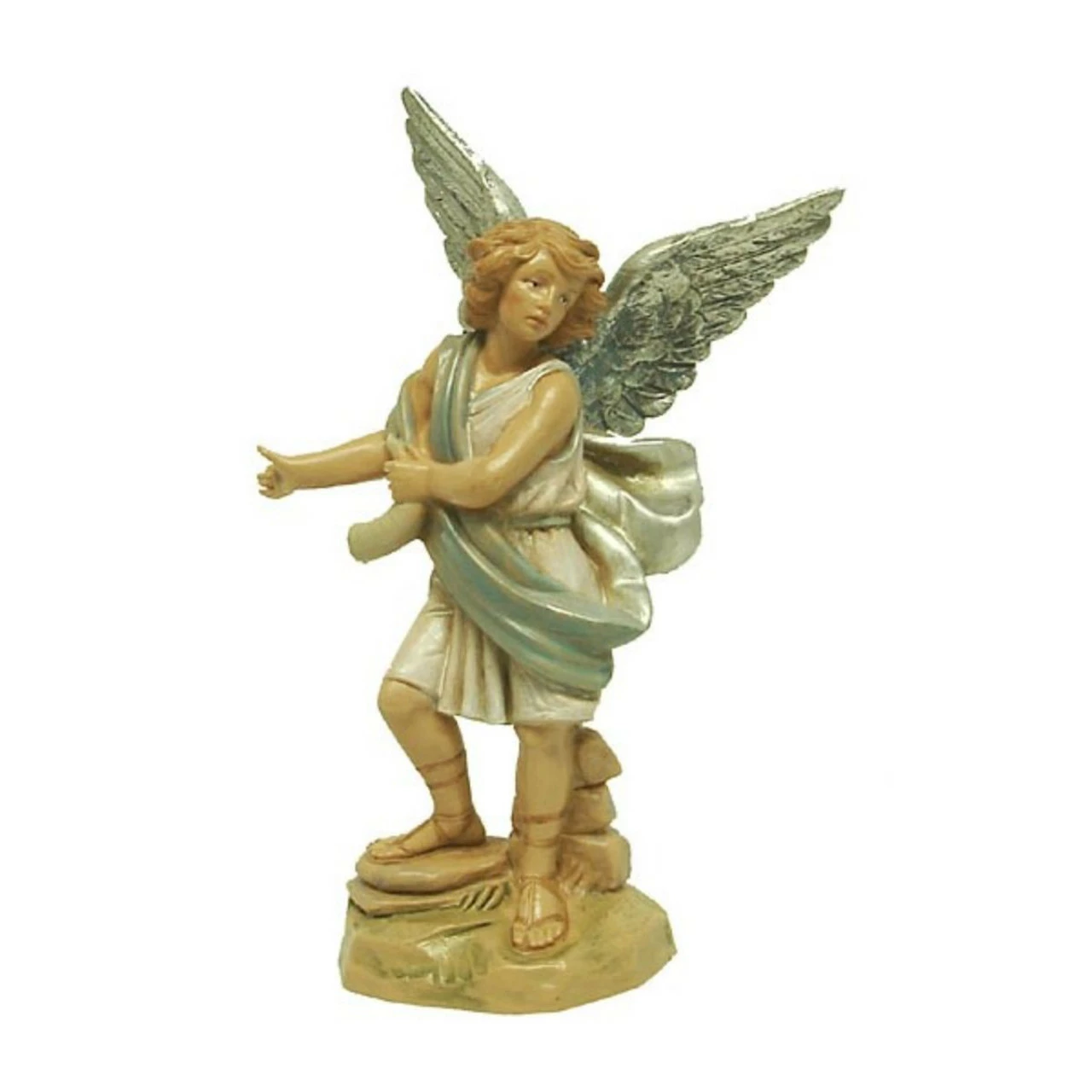 Roman 5.75" Blue And Cream White Hand Painted Raphael Angel Nativity Figurine - Image 2