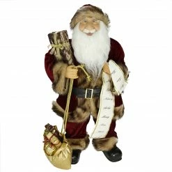 Northlight 24" Red And White Woodland Standing Santa Claus Christmas Figure With Name List
