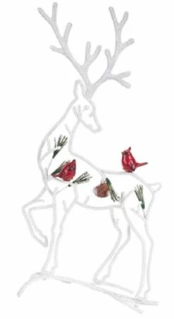 Diva At Home 19.5" White And Red Reindeer With Cardinals Christmas Tabletop Decoration