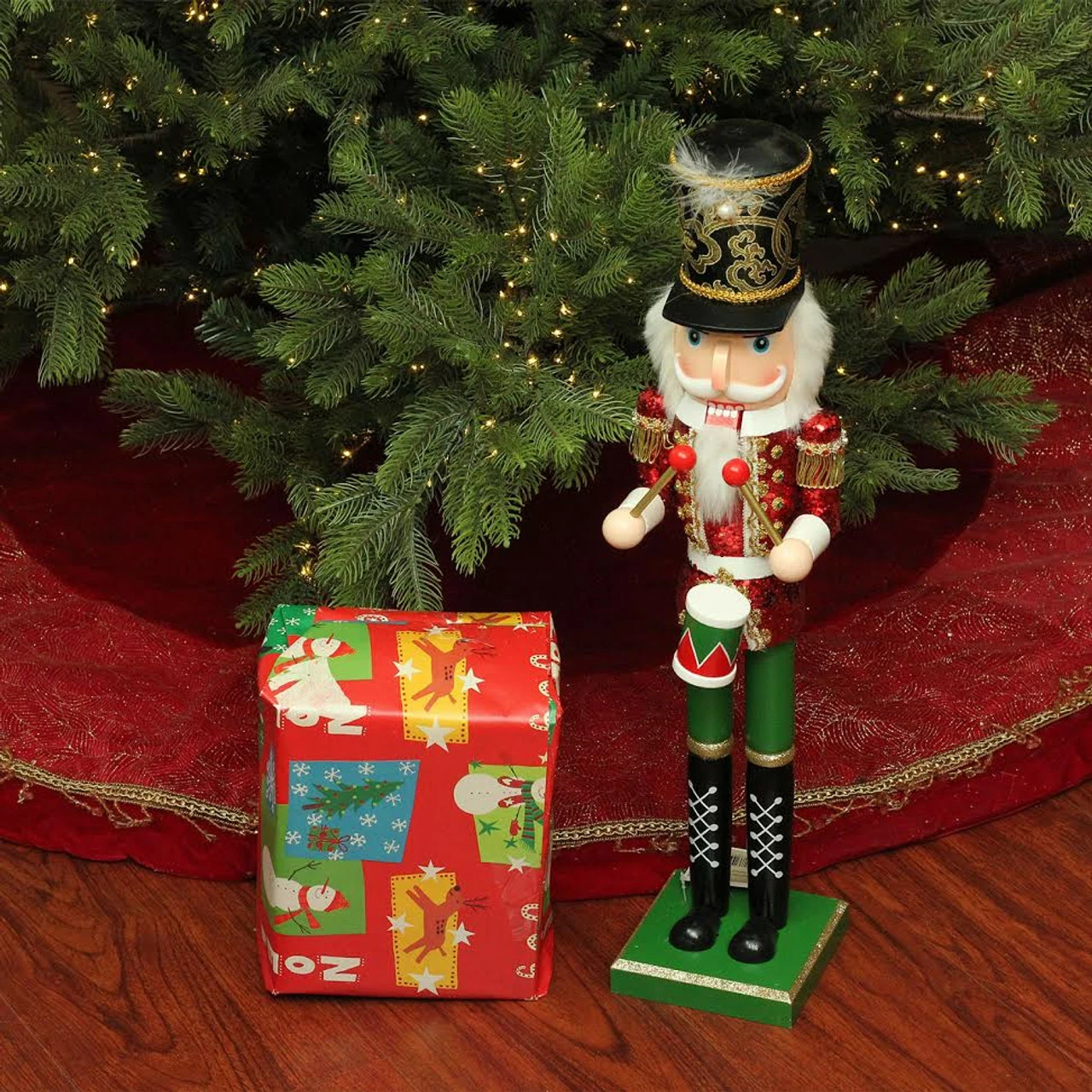 Northlight 24" Red And Green Glitter Christmas Nutcracker Drummer - Image 2