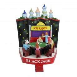 Sterling International Inc 6.25" Red And Green Casino Gambling Blackjack Table Christmas Stocking Holder