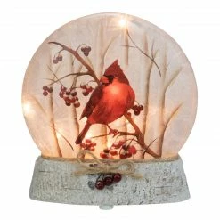 Stony Creek 8" Brown And Red Lighted Cardinal Winter Wonderland Christmas Tabletop Decoration