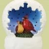 Roman 4" White And Blue LED Lighted Cardinal Pair Christmas Tabletop Dome