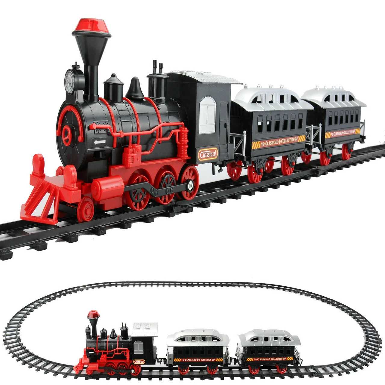 Northlight 13-Piece Red And Black Battery Operated Lighted And Animated Train Set With Sound - Image 3