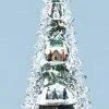 Roman 11.5" Pre-Lit Clear And White Icy LED Lighted Rotating Musical Christmas Tree Tabletop Decoration