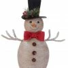 Raz 14.5" Country Cabin Burlap Snowman With Top Hat And Scarf Christmas Decoration