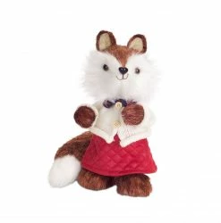 Diva At Home 10.75" Brown And White Mrs. Fox Wearing Dress Christmas Decoration