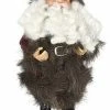 Roman 10" Brown And White Christmas Santa Claus In Burgundy Faux Fur Suit Figure