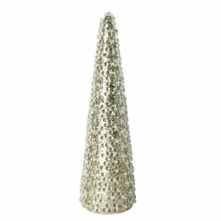 Northlight 18" Clear Beads And Gold Glitter Christmas Cone Tree