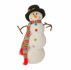Raz 21" White And Black Posable Christmas Snowman Decor