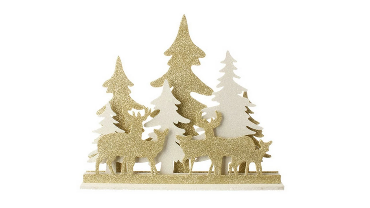 Raz 16.5" Gold And White LED Lighted Deer Silhouette Christmas Tabletop Decor