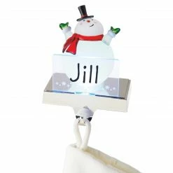 Midwest 6.75" White And Red LED Lighted Frosted Snowman Christmas Stocking Holder Foralization
