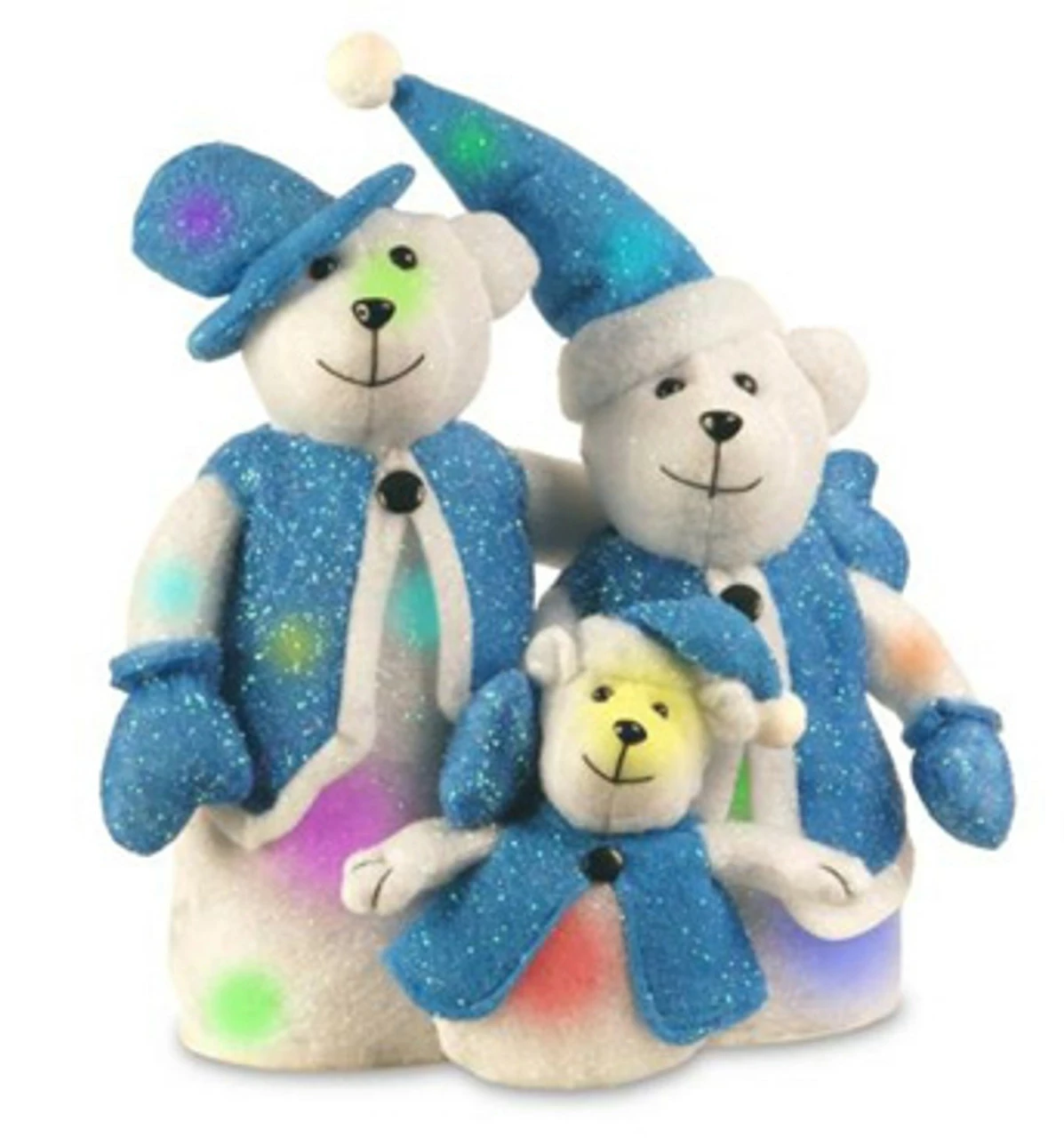 National Tree 16" Blue And White LED Lighted Bear Family Christmas Decor