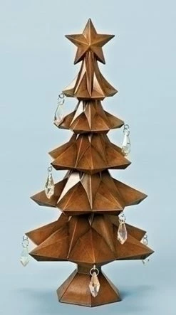 Roman 11" Brown And Clear Tabletop Christmas Tree With Star And Jewels