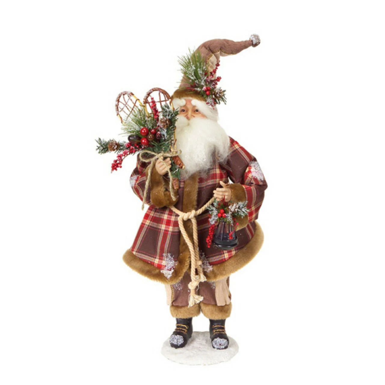 CC Christmas Decor 20" Red Modern Lodge Iced Santa Claus With Plaid Coat And Snow Shoes Christmas Figurine 1 CC Christmas Decor 20" Red Modern Lodge Iced Santa Claus With Plaid Coat And Snow Shoes Christmas Figurine