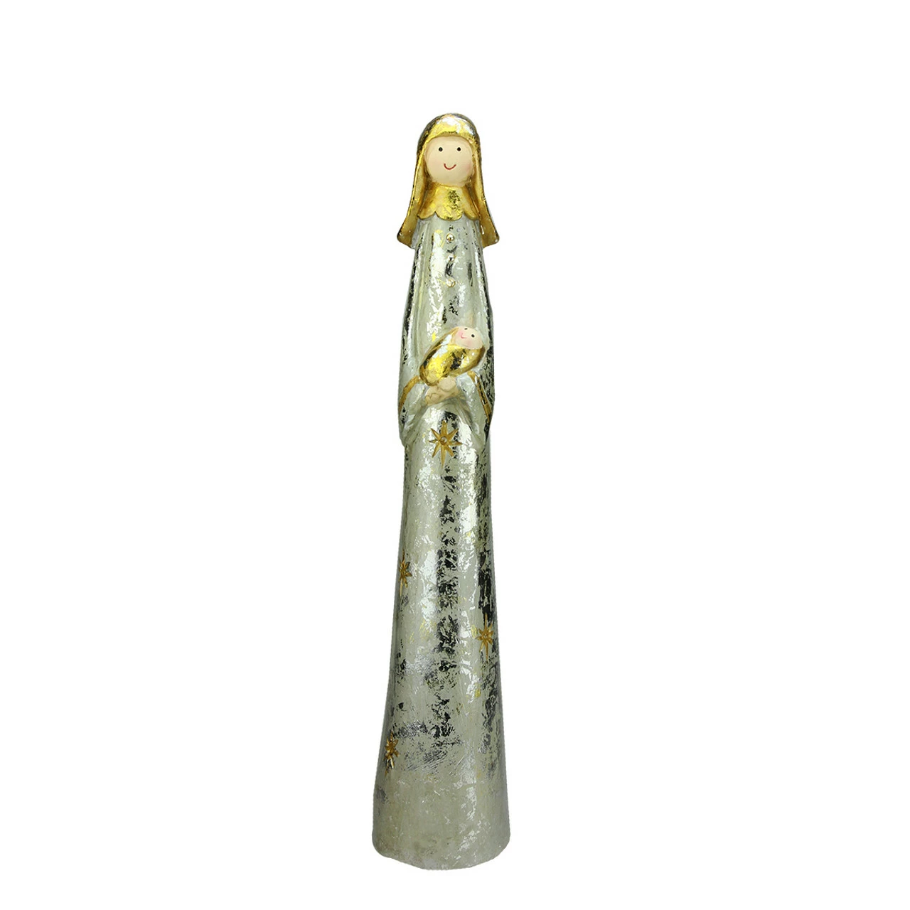 A & B Floral 23" Silver Distressed Mary And Baby Jesus Christmas Nativity Figurine