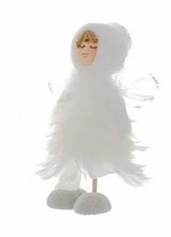 Allstate 7" Ice Palace Vintage-Style White Glittered Feather Fairy Christmas Table Top Decoration
