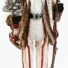 Roman 32" White And Brown LED Lighted Tall Santa Claus With Staff Christmas Figure