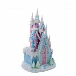 KSA 12" Battery Operated LED Blue, Pink And White Snowy Ice Castle Table Top Decoration