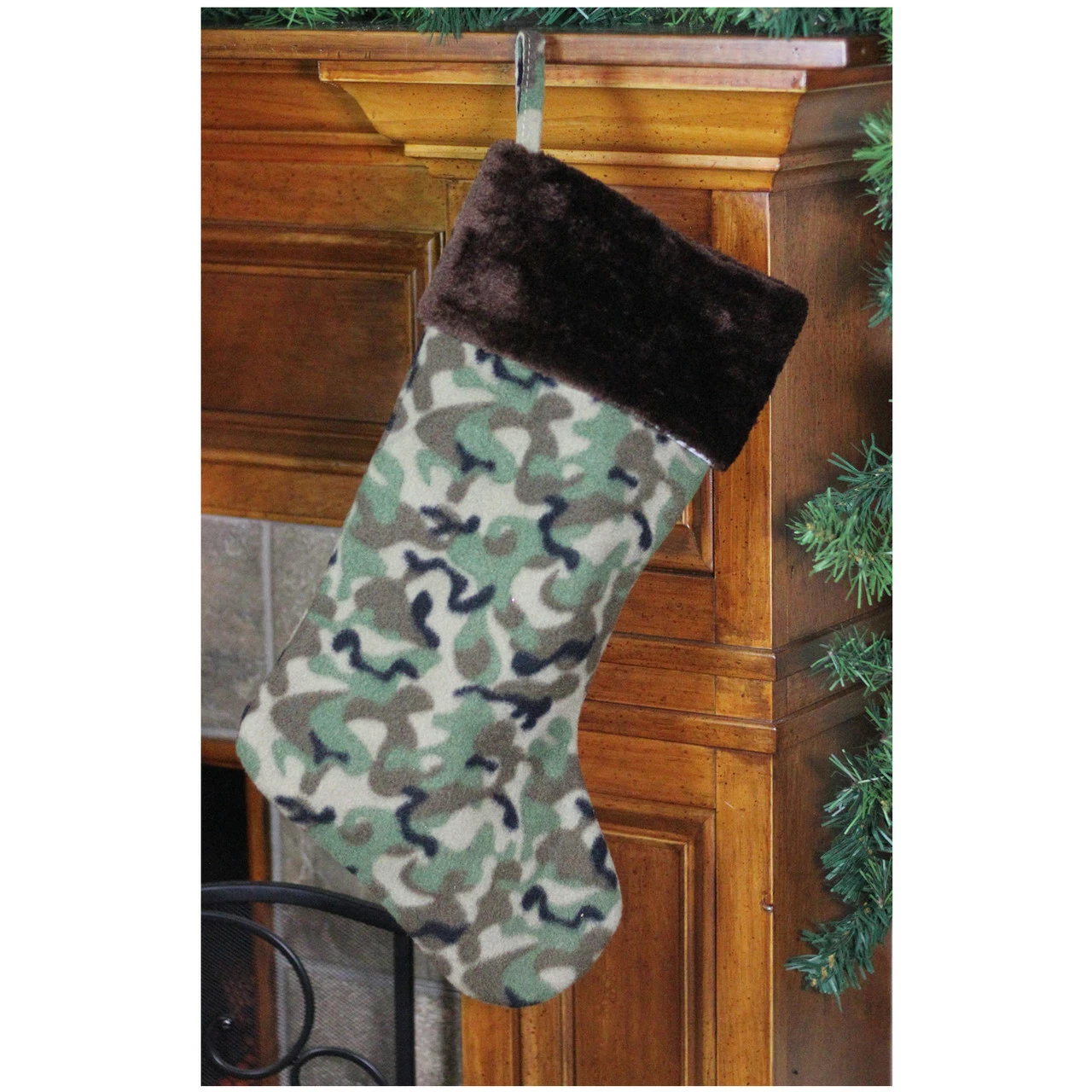 Northlight 19" Brown And Green Camouflage Christmas Stocking With Brown Cuff 2 Northlight 19" Brown And Green Camouflage Christmas Stocking With Brown Cuff - Image 2