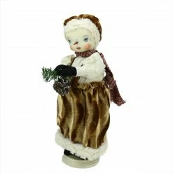 Gallerie II 15" Gathered Traditions "Fannie" Snow Girl Decorative Christmas Figure With Stand