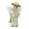 CC Home Furnishings 5.25" White Glittered Child Angel Holding A Golden Horn Christmas Figurine