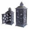 Melrose Set Of 2 Distressed Versatile Snowflake Christmas Candle Lanterns