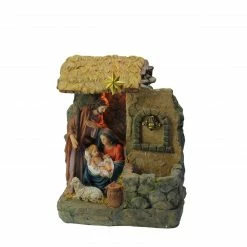 Northlight 14" Brown And Gray Holy Family Religious Nativity Fountain With Lamp Tabletop Christmas Decoration