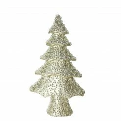 Northlight 20.5" Clear Beads And Gold Glitter Christmas Tree