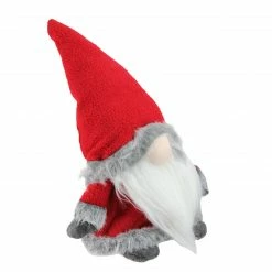 Alternative view of Northlight 13" Red And Gray Sitting Santa Christmas Gnome With Faux Fur Trim