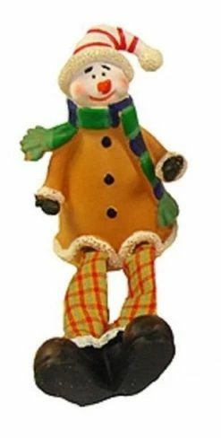 CC Christmas Decor 5.5" Festive Yellow And Plaid Sitting Snowman Christmas Table Top Figure